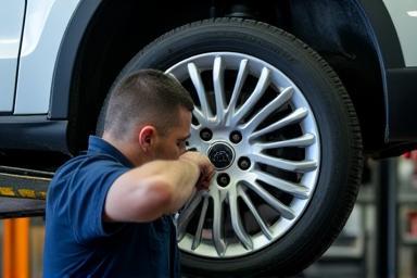 Mechanic rotating car tire
